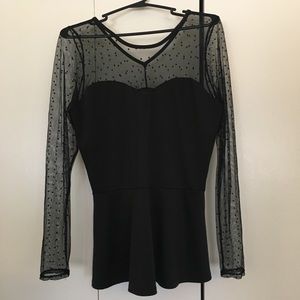 Mesh sleeved peplum shirt